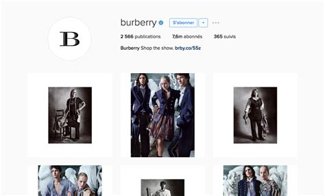 Burberry instagram page